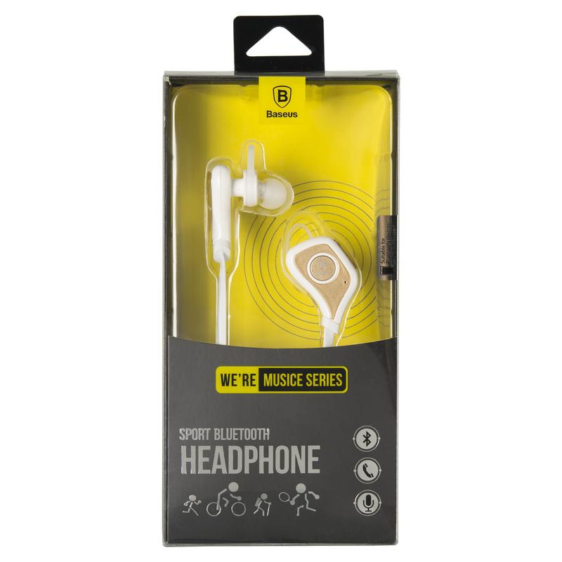

Bluetooth наушники-гарнитура Baseus Musice Sport Series White / Gold
