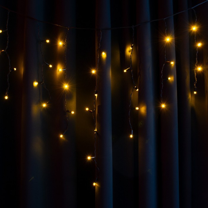 

Гирлянда уличная STARLIGHT бахрома 75LED желтый, IP44 2x0.7м черный провод