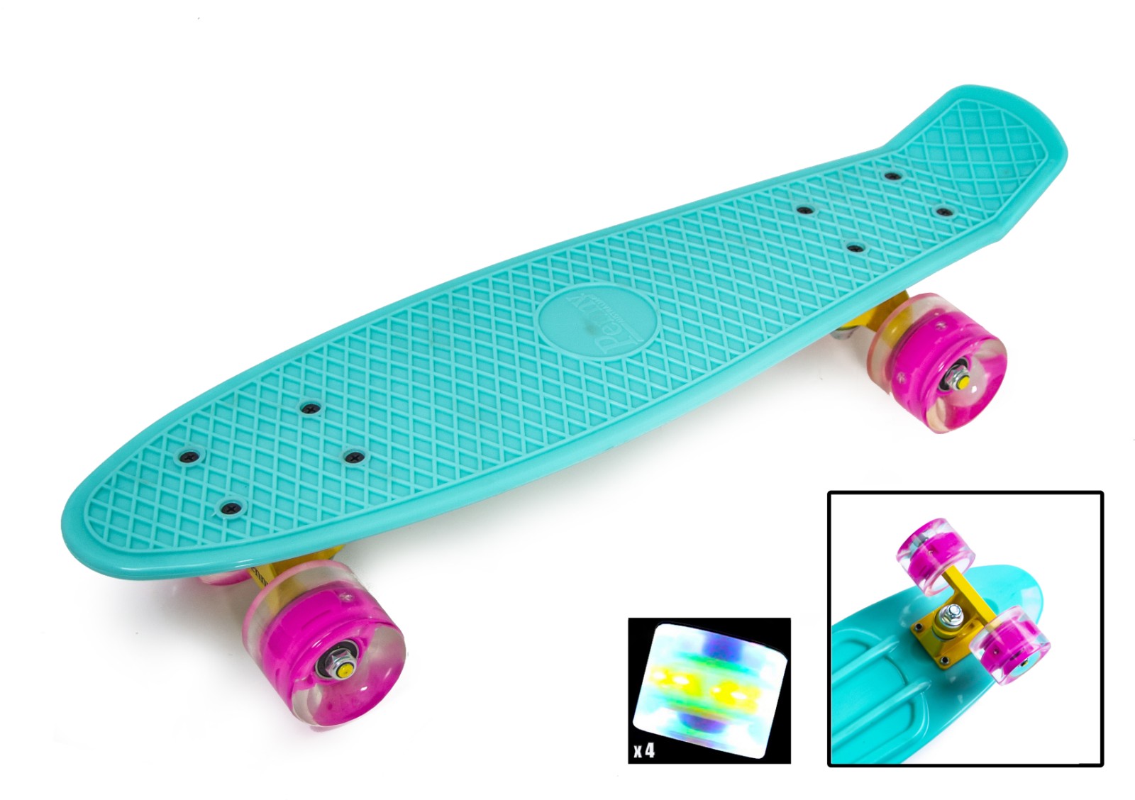 

Penny Board. Бирюзовый цвет. Светящиеся колеса.