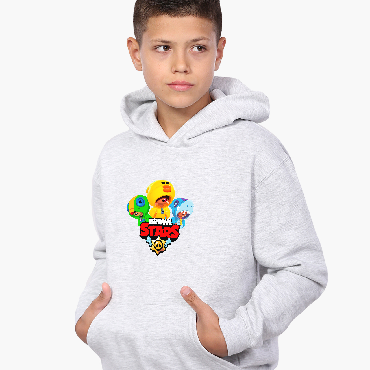 

Худи детский Бравл Старс (Brawl Stars) Светло-серый меланж (9298-1701) 116 см