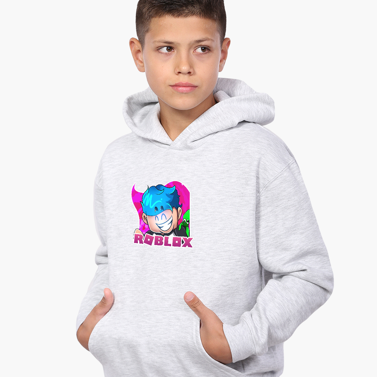 

Худи детский Роблокс (Roblox) Светло-серый меланж (9298-1223) 164 см