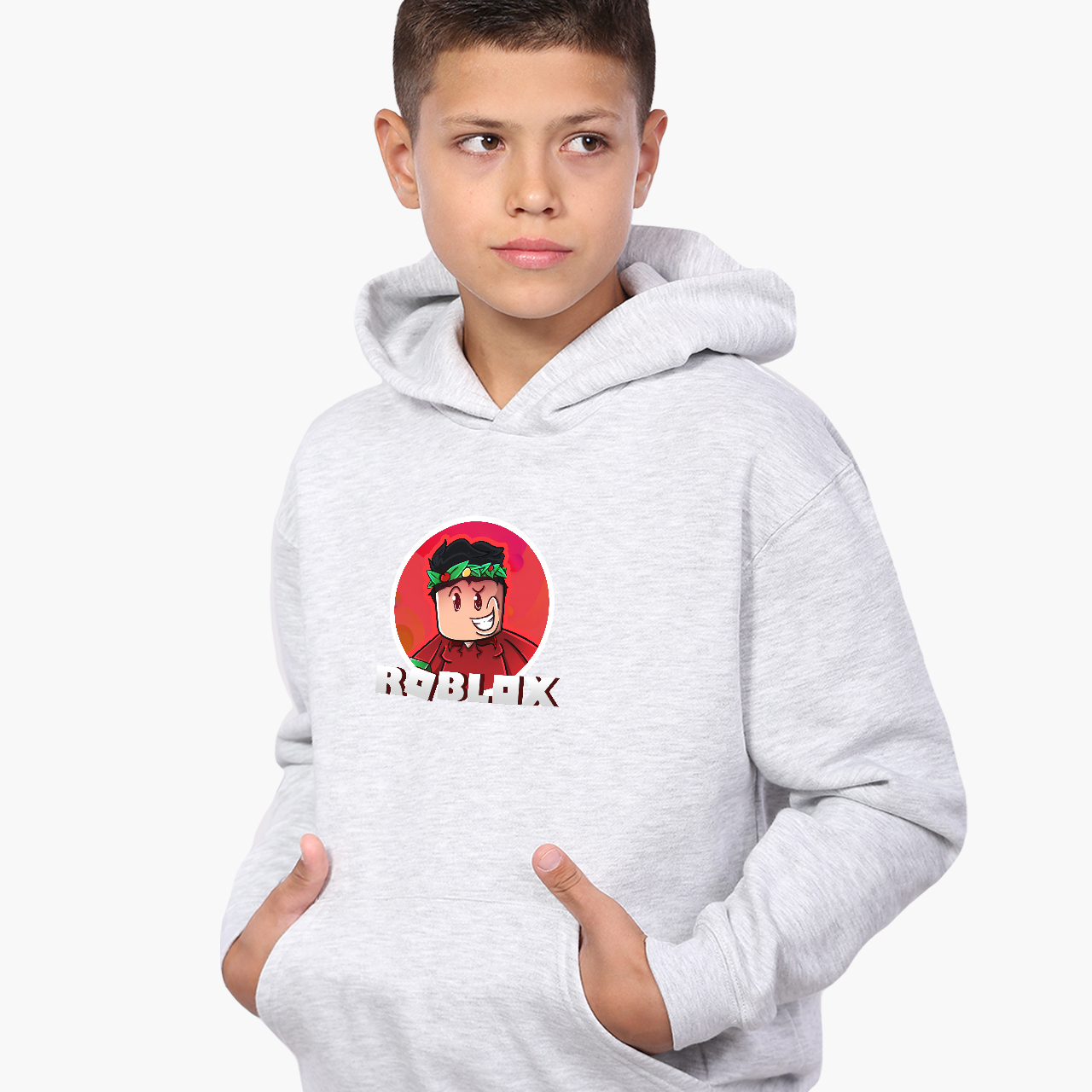 

Худи детский Роблокс (Roblox) Светло-серый меланж (9298-1225) 152 см