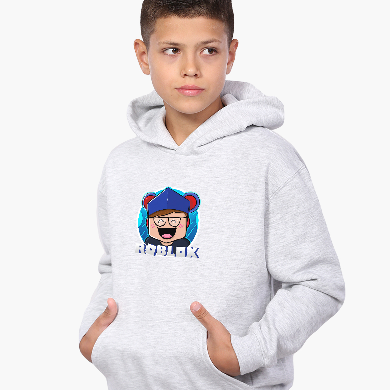 

Худи детский Роблокс (Roblox) Светло-серый меланж (9298-1220) 164 см