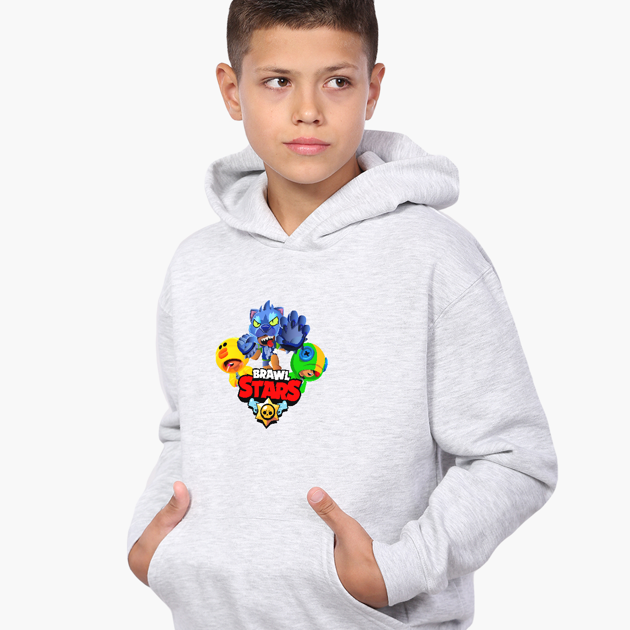 

Худи детский Бравл Старс (Brawl Stars) Светло-серый меланж (9298-1702) 140 см