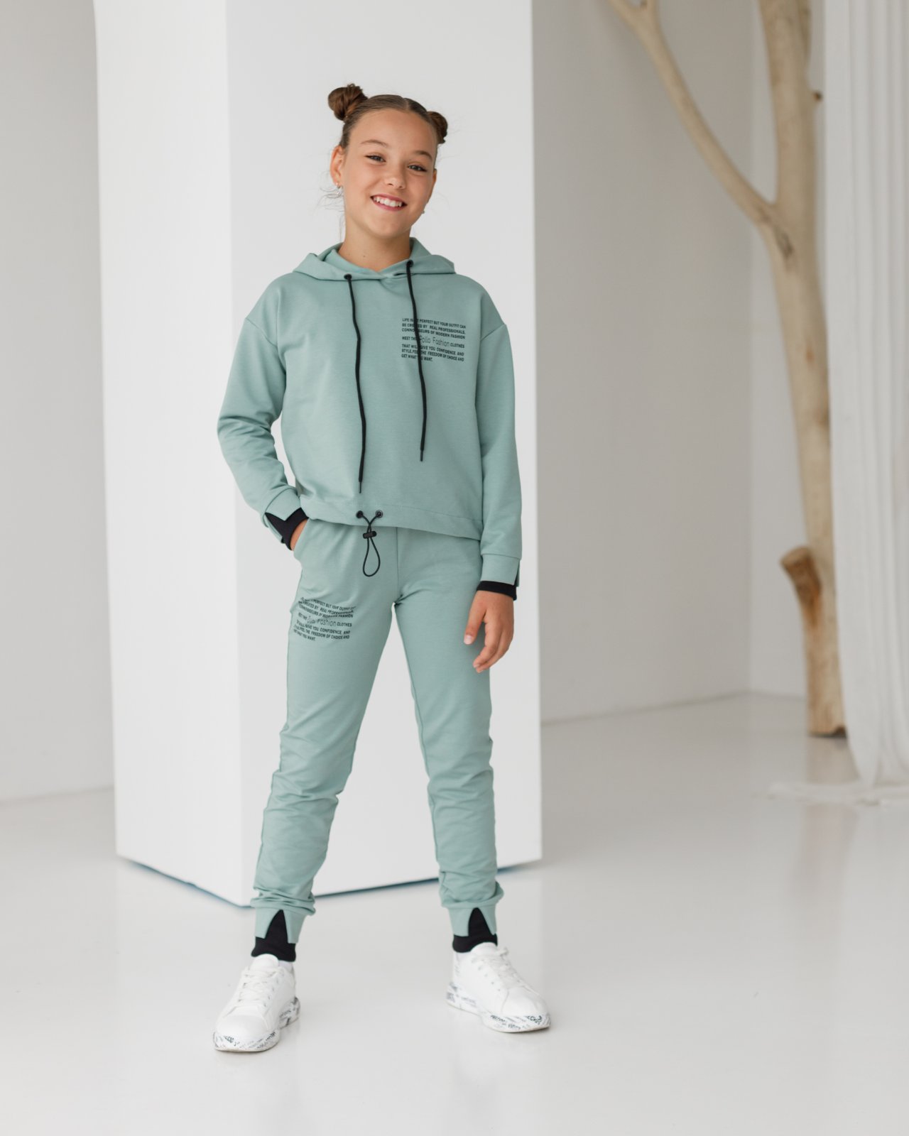 

Костюм-двойка для девочек, Артикул:PL3303-мятный (146 СМ)