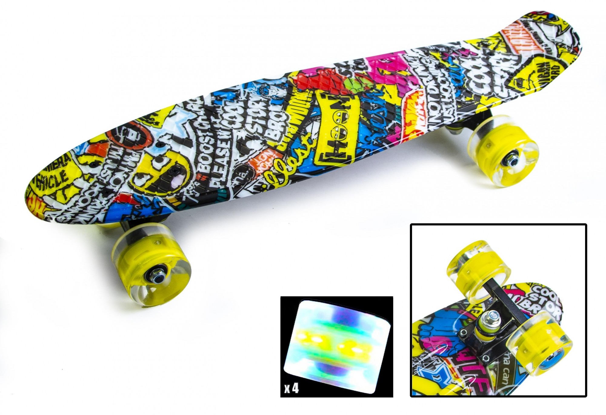 

Пенни борд (Penny Board) 22" со светящимися колёсами, Inscription