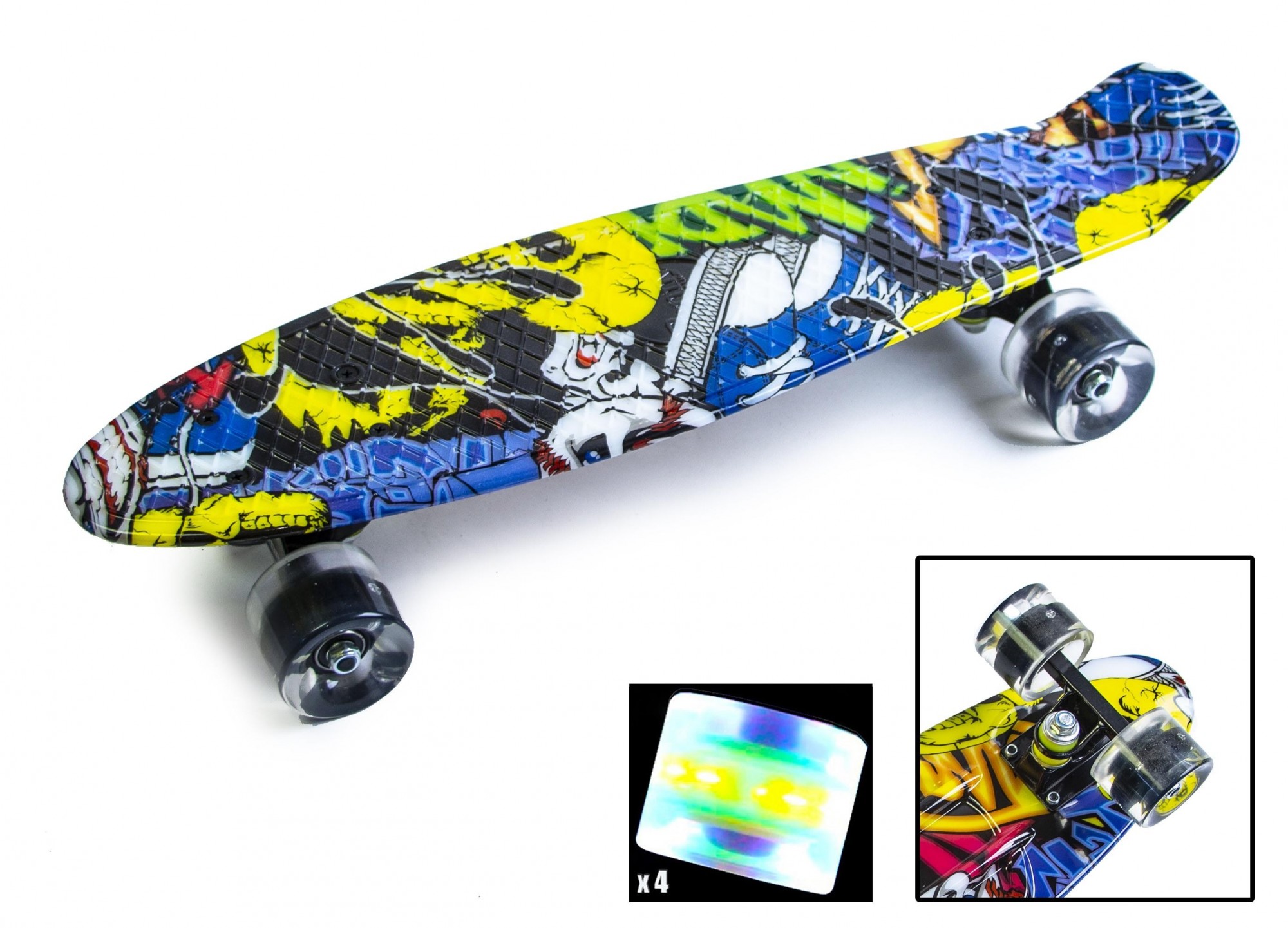 

Пенни борд (Penny Board) 22" со светящимися колёсами, Cool Draft" Joker