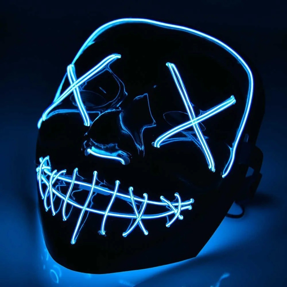 

LED маска на Хеллоуїн для обличчя Синя, Halloween маска з судної ночі