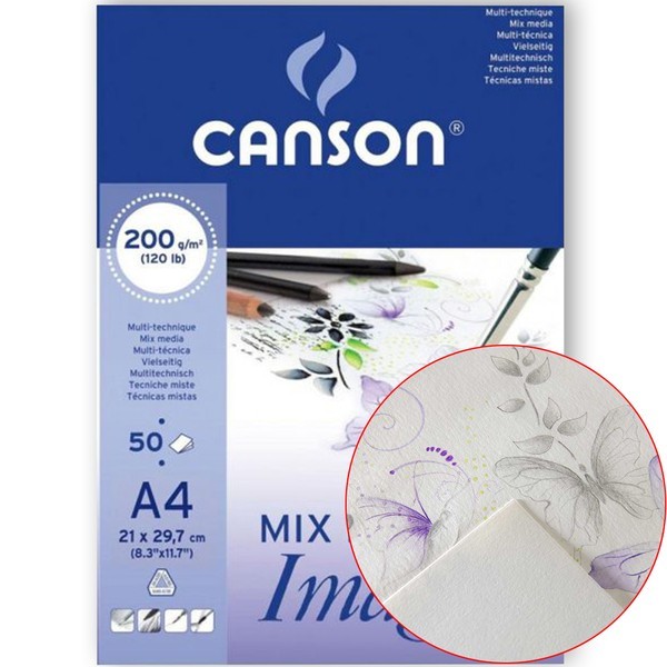 

Блок бумаги для акварели СANSON Mix Media Imagine 200 г/м, А4, 21х29,7 см 50л. (0006-008)