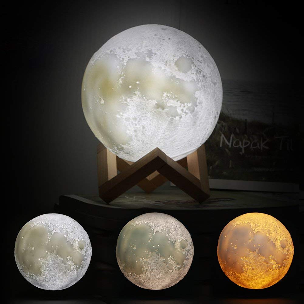 

Ночной светильник в виде луны 3D Moon Light 15 см сенсорный на 5 режимов как ночник для ребенка Разный цвет луны