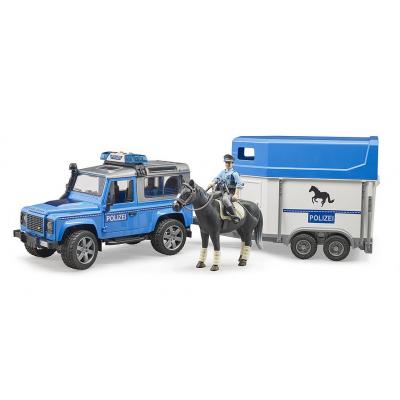 

Спецтехника Bruder Land Rover Defender с прицепом и фигурка полицейского с лоша (02588)