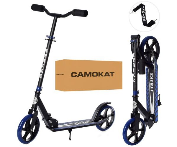 

Двухколесный самокат iTrike SR 2-010-10-B-BL, складной, Черно-синий
