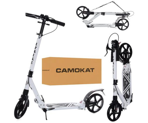 

Двухколесный самокат iTrike SR 2-018-10-W1 с двумя амортизаторами, ручным тормозом, Белый