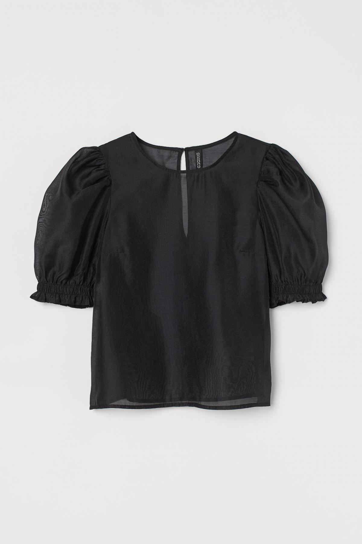 

Блузка с пышным рукавом H&M  Черная 0928189003, Блузка с пышным рукавом H&M 36 Черная 0928189003