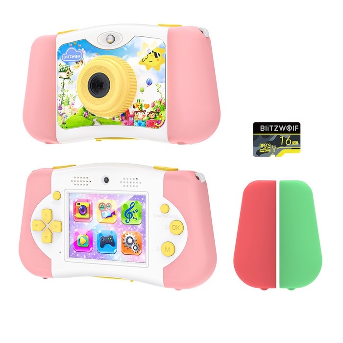 

Цифровой детский фотоаппарат с играми Blitzwolf BW-KC1 HD, MP3 Pink