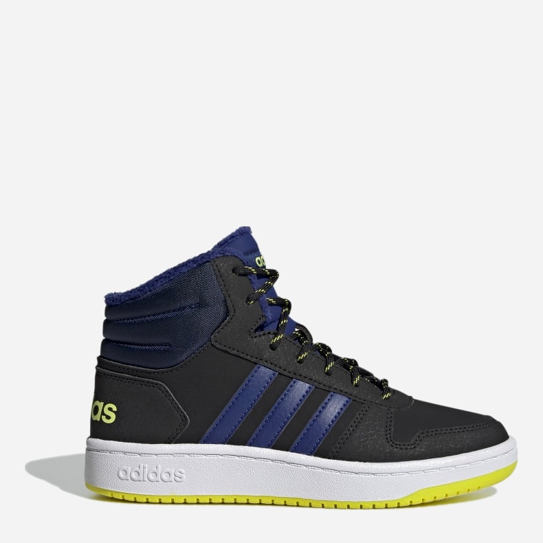 

Ботинки детские Adidas Hoops Mid 2.0 K GZ7797 33 Cblack/Vicblu/Aciyel