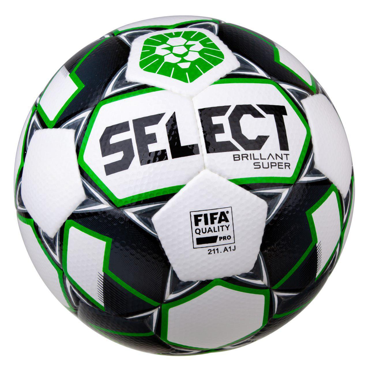 

М’яч футбольний SELECT Brillant Super ПФЛ (FIFA QUALITY PRO) №5 біло-зелений