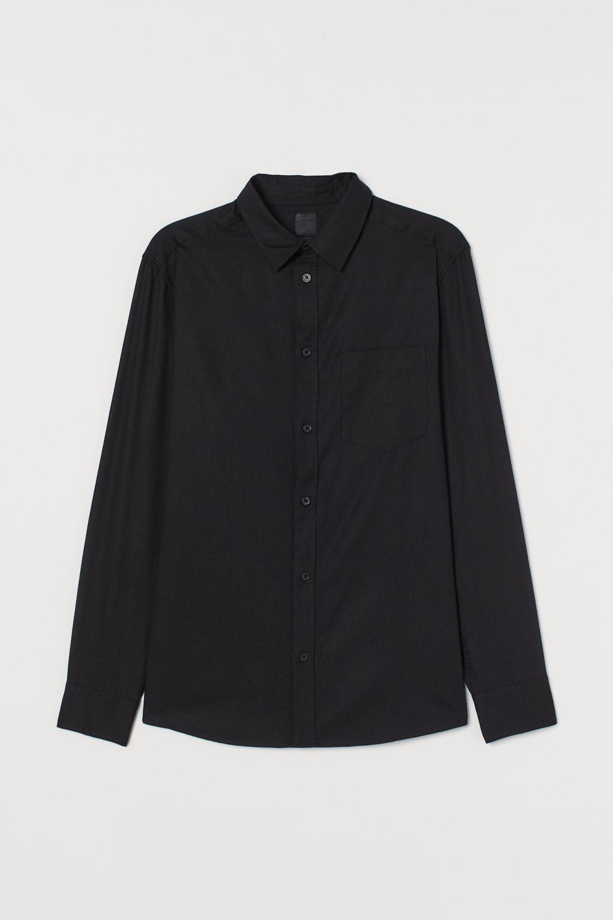 

Рубашка из смеси льна Slim Fit H&M l Черная