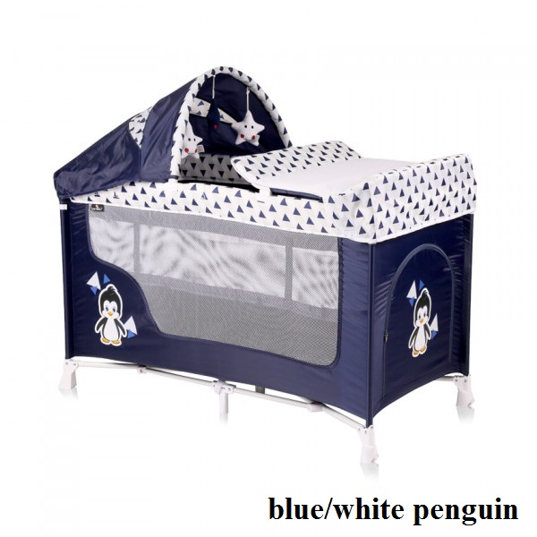 

Манеж-кроватка Lorelli SAN REMO 2L+ (blue/white penguin)