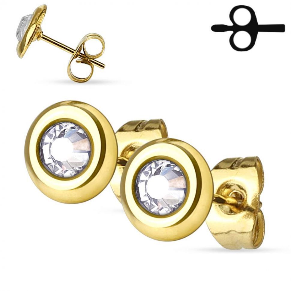 

Серьги-гвоздики Spikes SE2908-GD из стали с фианитом
