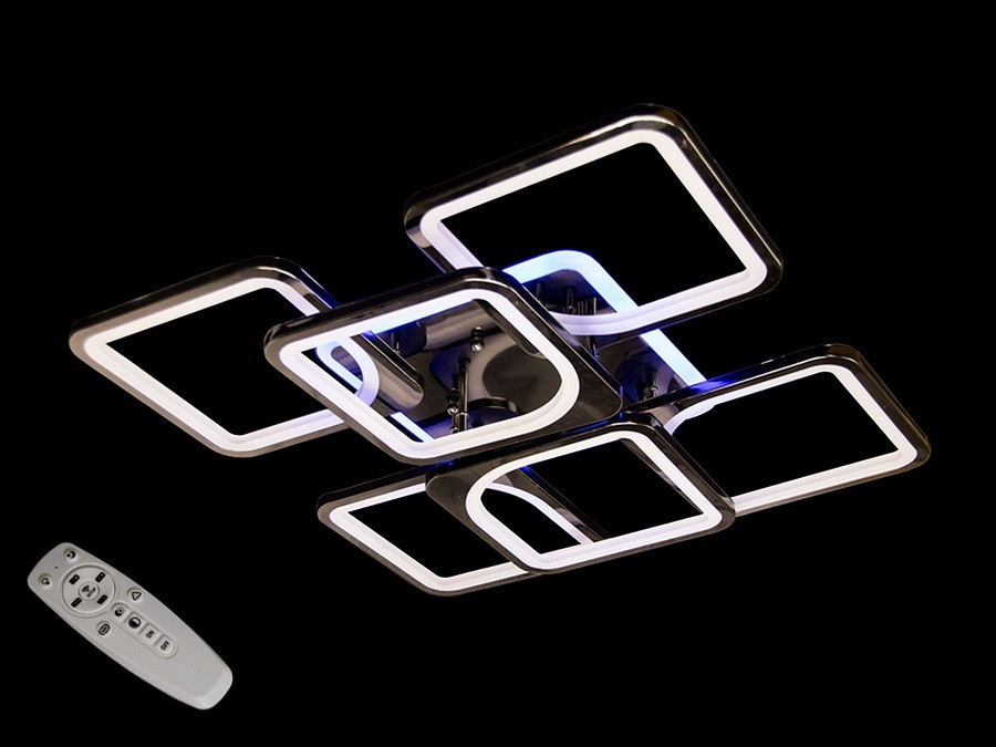 

Потолочная люстра с диммером и LED подсветкой цвет чёрный хром 180W