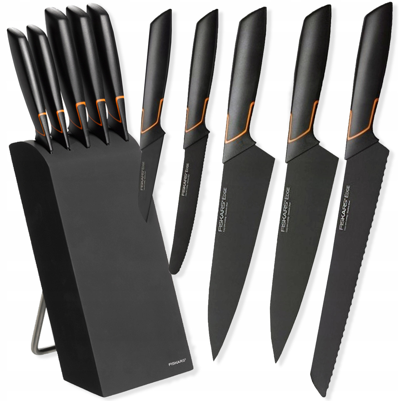 

Набор кухонных ножей Fiskars Edge Черный 6 предметов из нержавеющей стали + подставка