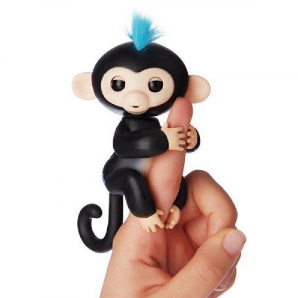 

Интерактивная игрушка Обезьяна WowWee Fingerlings Baby Monkey Bella, с датчиками реагируя на любой звук, движение, 5+ обезьянка на палец Черная (27381)