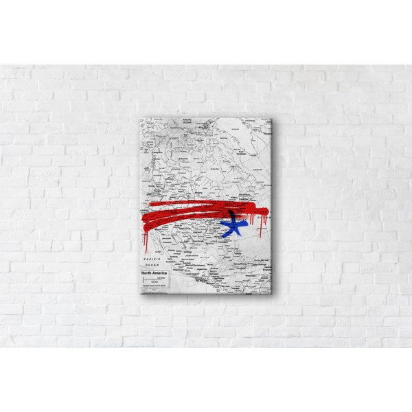 

Картина на холсте прямоугольная I-Art Usa Map White 75x100см