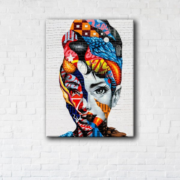 

Картина на холсте прямоугольная I-Art Graffiti Audrey Hepburn 110x145см