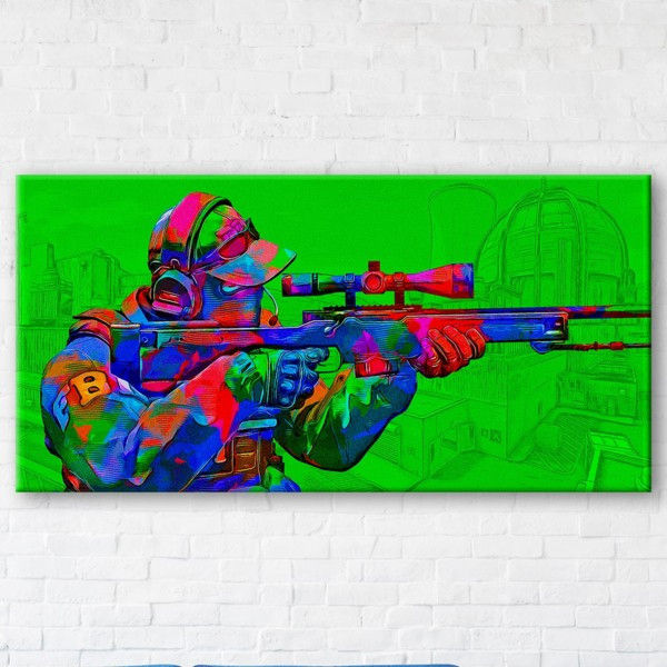 

Картина на холсте прямоугольная I-Art Counter Strike Green 90x180см
