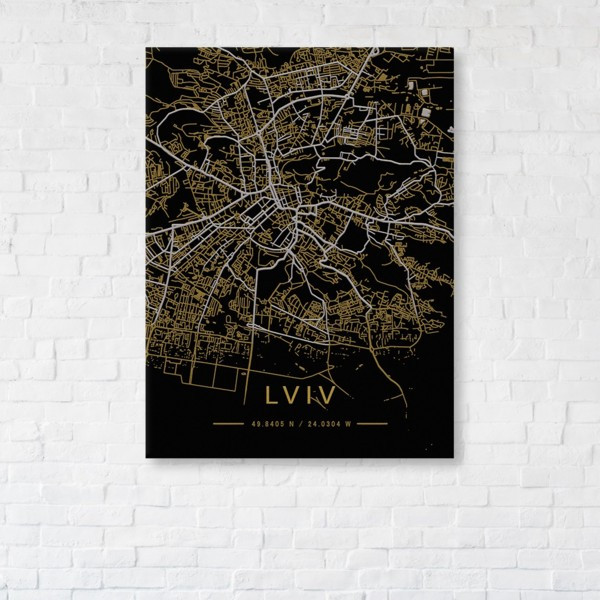

Картина на холсте прямоугольная I-Art Lviv Gold Map 110x145см