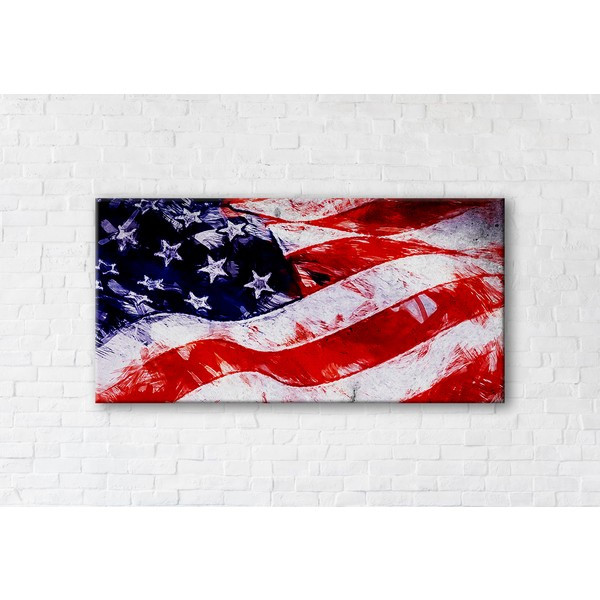 

Картина на холсте прямоугольная I-Art Usa Flag 70x140см
