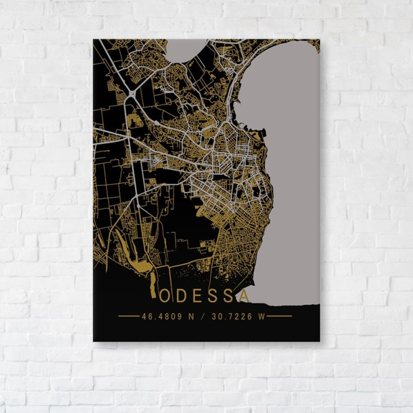 

Картина на холсте прямоугольная I-Art Odessa Gold Map 45x60см