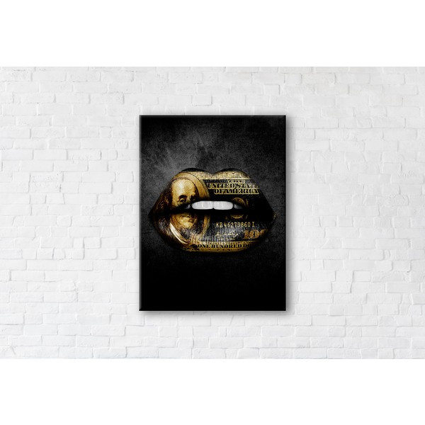 

Картина на холсте прямоугольная I-Art Golden Money Lips 90x120см