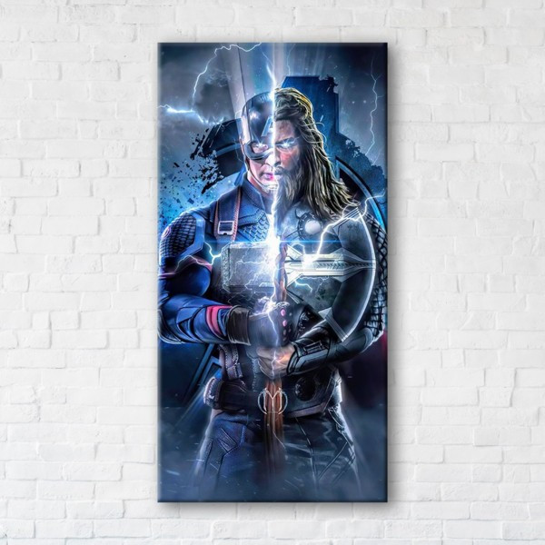 

Картина на холсте прямоугольная I-Art Thor and Captain America 90x180см