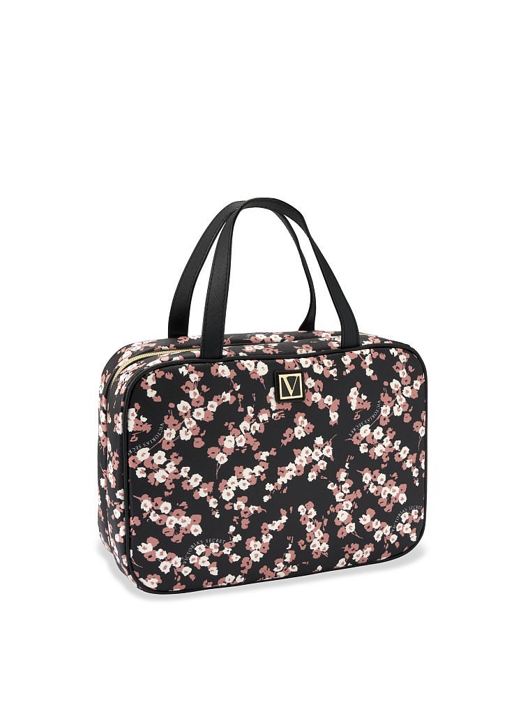 

Дорожная косметичка Victoria's Secret Everything Travel Case черная в цветочек