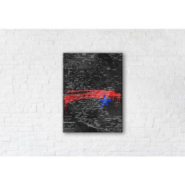 

Картина на холсте прямоугольная I-Art Usa Map Black 45x60см