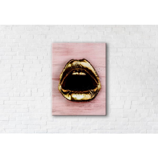 

Картина на холсте прямоугольная I-Art Golden Lips 75x100см