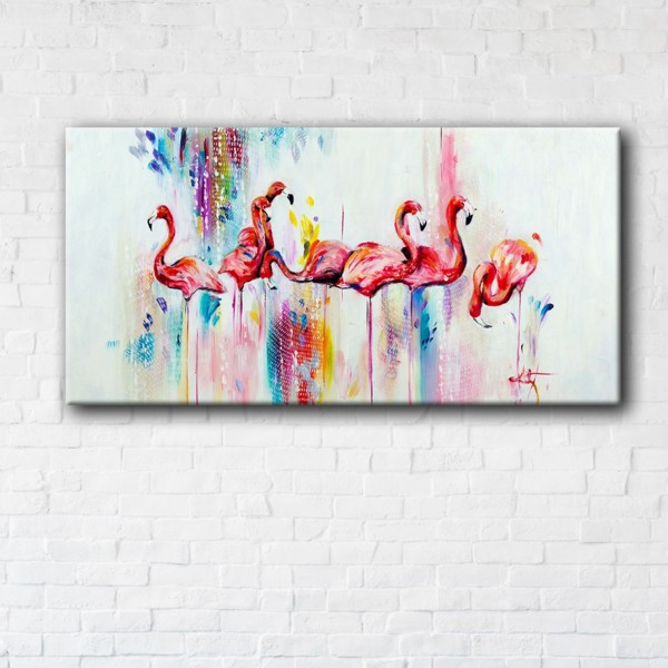 

Картина на холсте прямоугольная I-Art Flamingo Art 50x100см