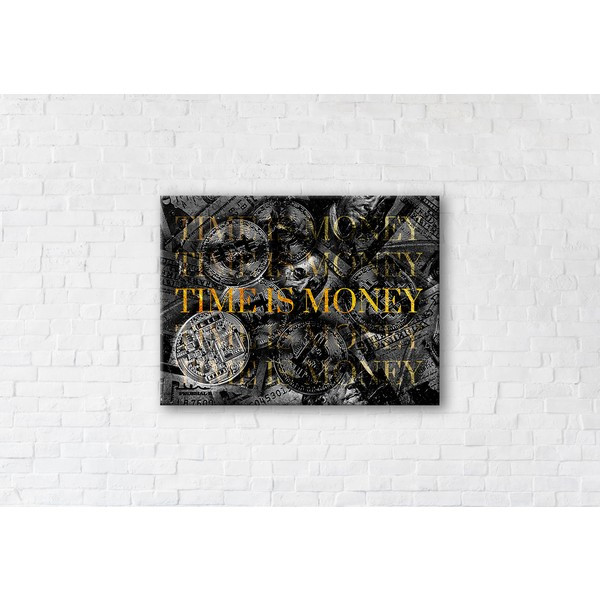 

Картина на холсте прямоугольная I-Art Time is money Black 110x145см