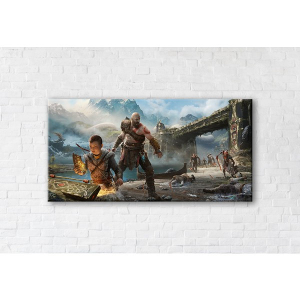 

Картина на холсте прямоугольная I-Art God Of War 50x100см