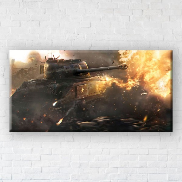 

Картина на холсте прямоугольная I-Art World of Tanks Fire 50x100см