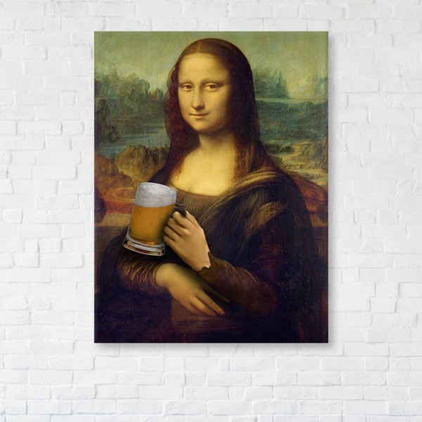 

Картина на холсте прямоугольная I-Art Mona Lisa with beer 45x60см