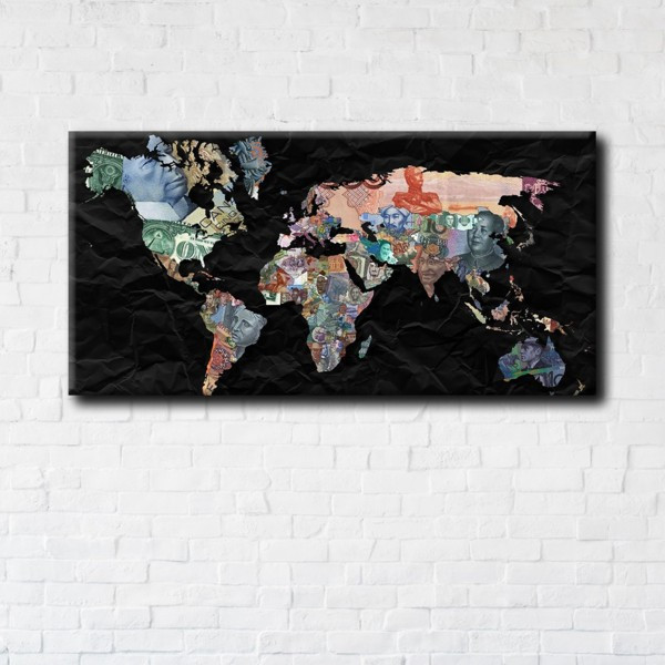 

Картина на холсте прямоугольная I-Art Money of the World 50x100см