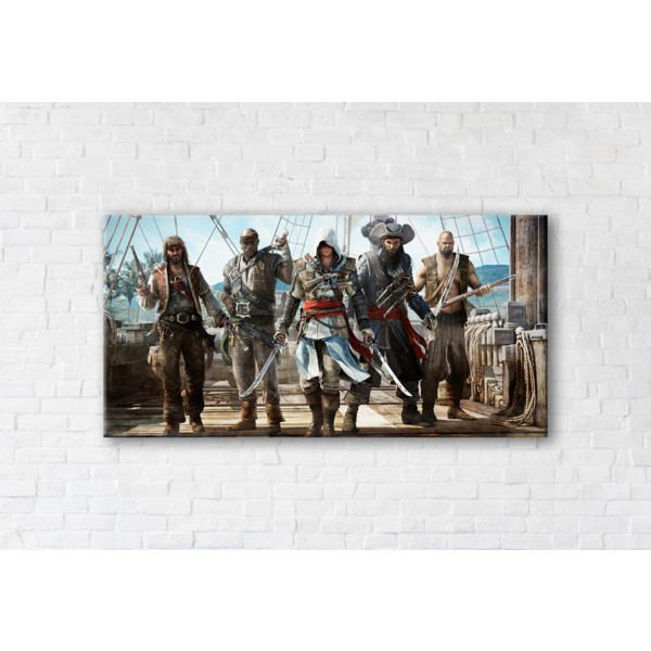 

Картина на холсте прямоугольная I-Art Assassins Creed; Black Flag 70x140см