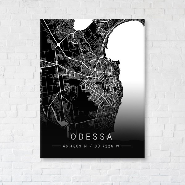 

Картина на холсте прямоугольная I-Art Odessa Black Map 110x145см