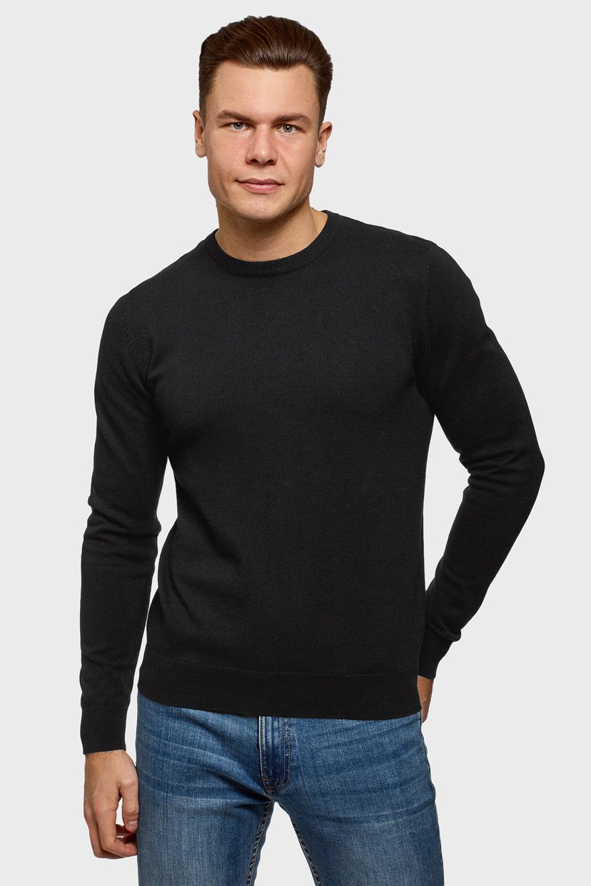 

Мужской черный джемпер Oodji  4B112021M/47167N/2900N, Мужской черный джемпер Oodji S 4B112021M/47167N/2900N