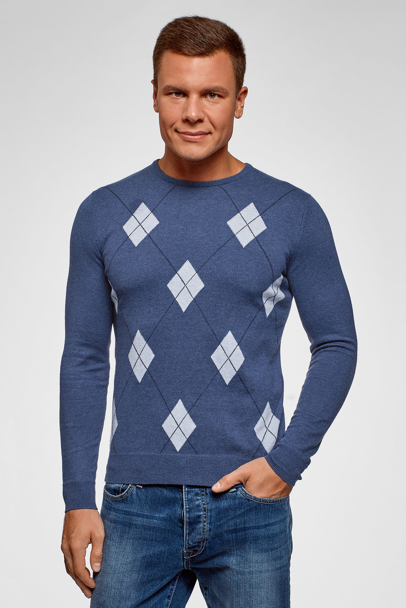 

Мужской синий джемпер Oodji  4L112205M/48960N/7570J, Мужской синий джемпер Oodji S 4L112205M/48960N/7570J