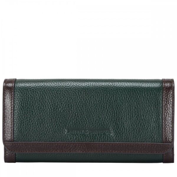 

Кожаный женский кошелек Smith and Canova 26802 Althorp (Green-Brown)