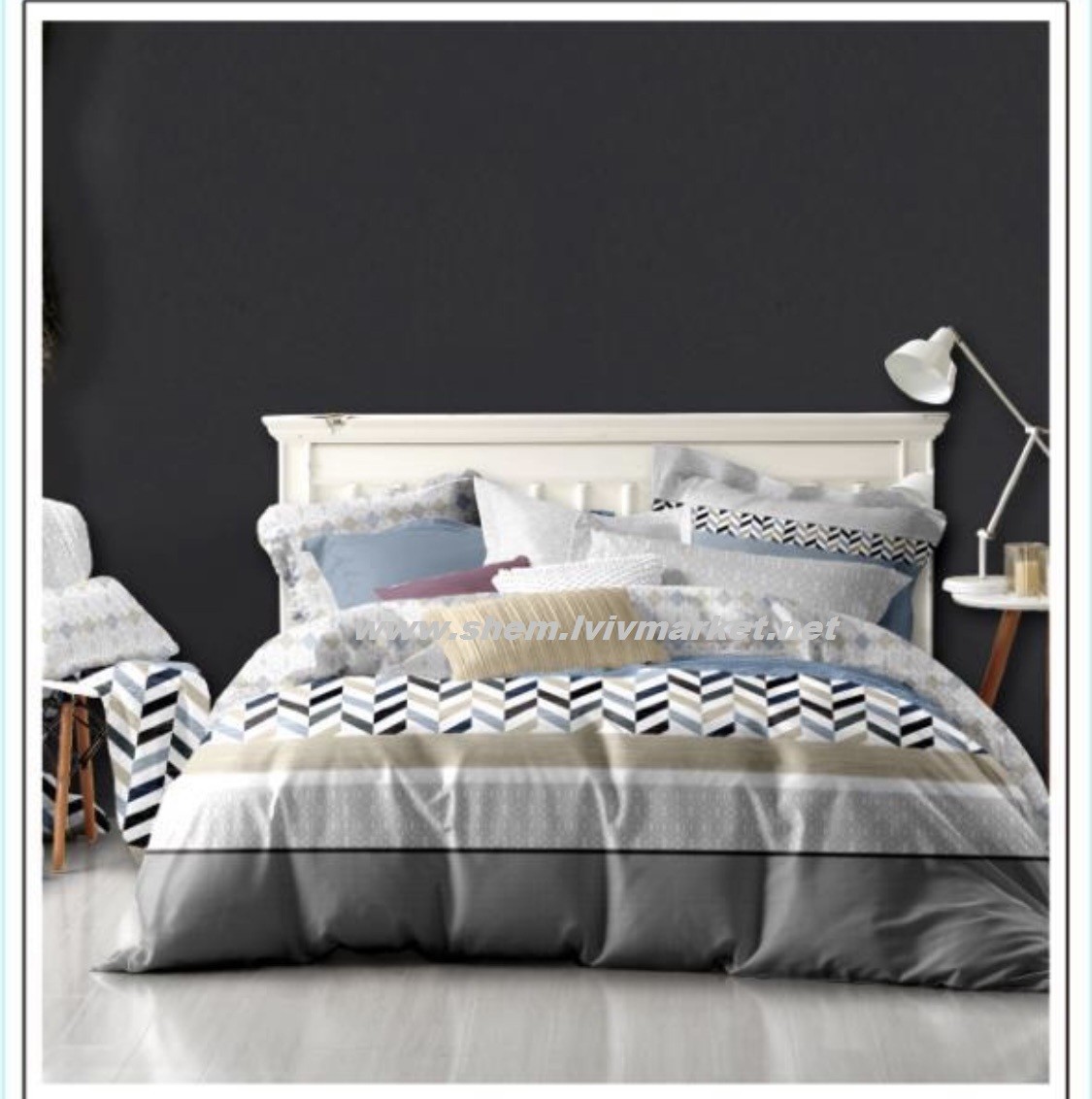 

Комплект постільної білизни Шем Royal satin 180Х220 основний синій 13
